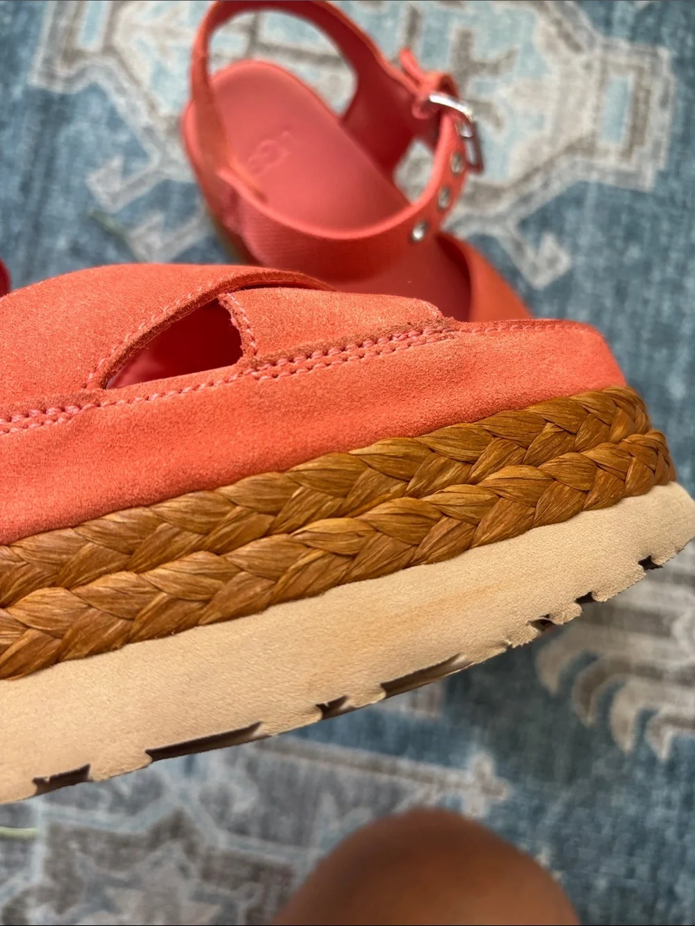 UGG Coral Suede Platform Sandal with Braided Espadrille Sole